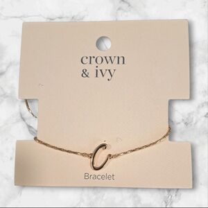 Nwt Crown & Ivy Gold Initial Adjustable Bracelet-C